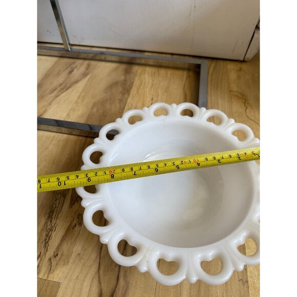 Vintage Milk Glass Bowl with Open Lace Edge - Picture 2 of 7